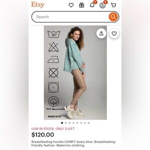 Dusty blue maternity nursing hoodie.